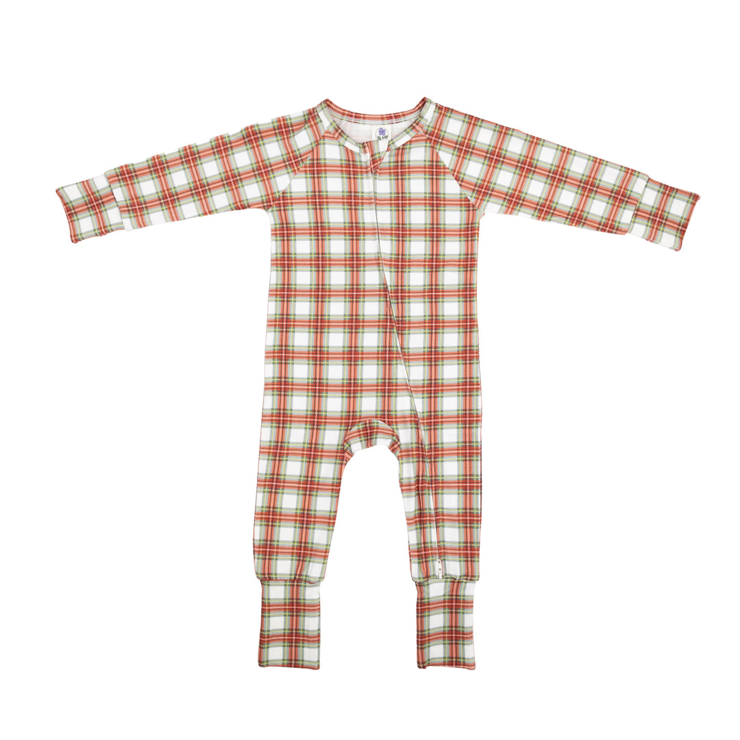 Convertible Footed Romper in Classic Plaid