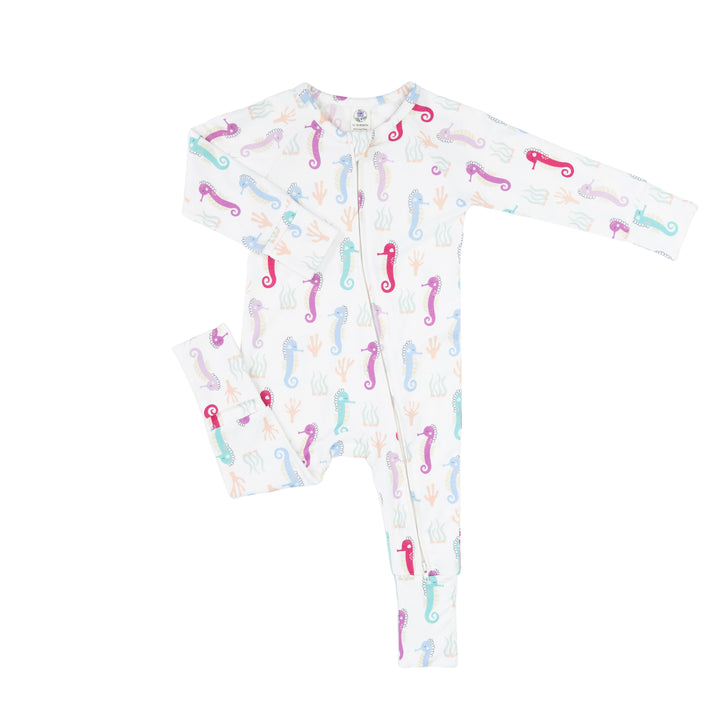 Convertible Footed Romper in Sea Horse