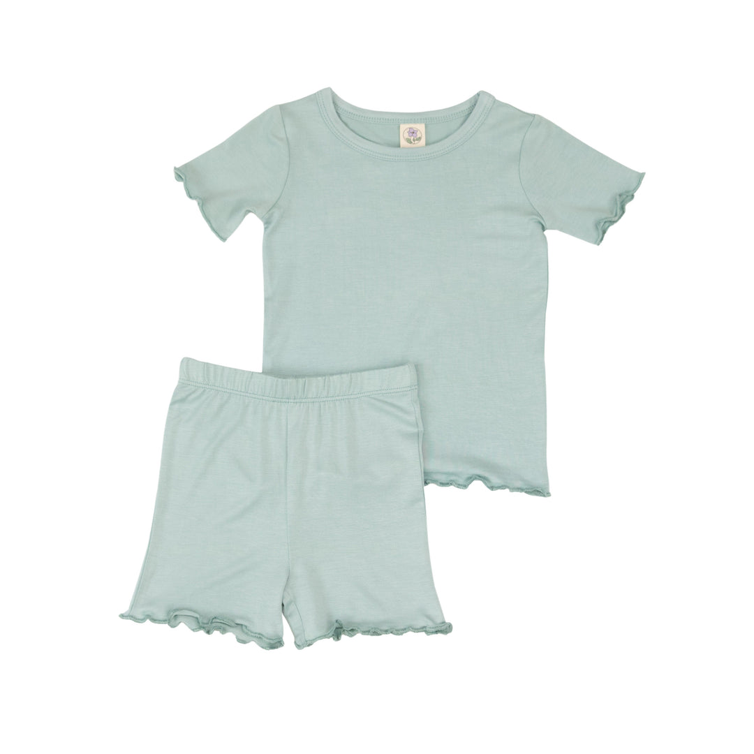 Girls Short Pajama Set in Aqua Marine