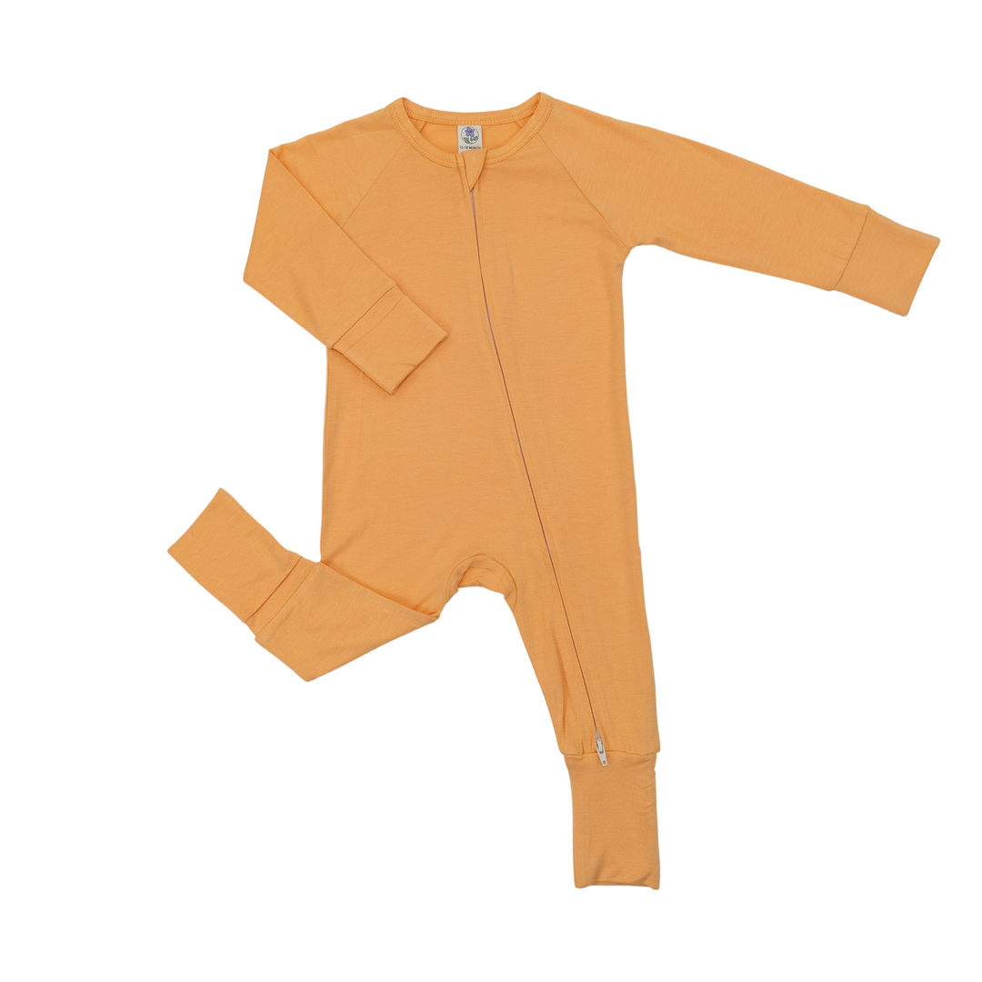 Convertible Footed Romper in Apricot