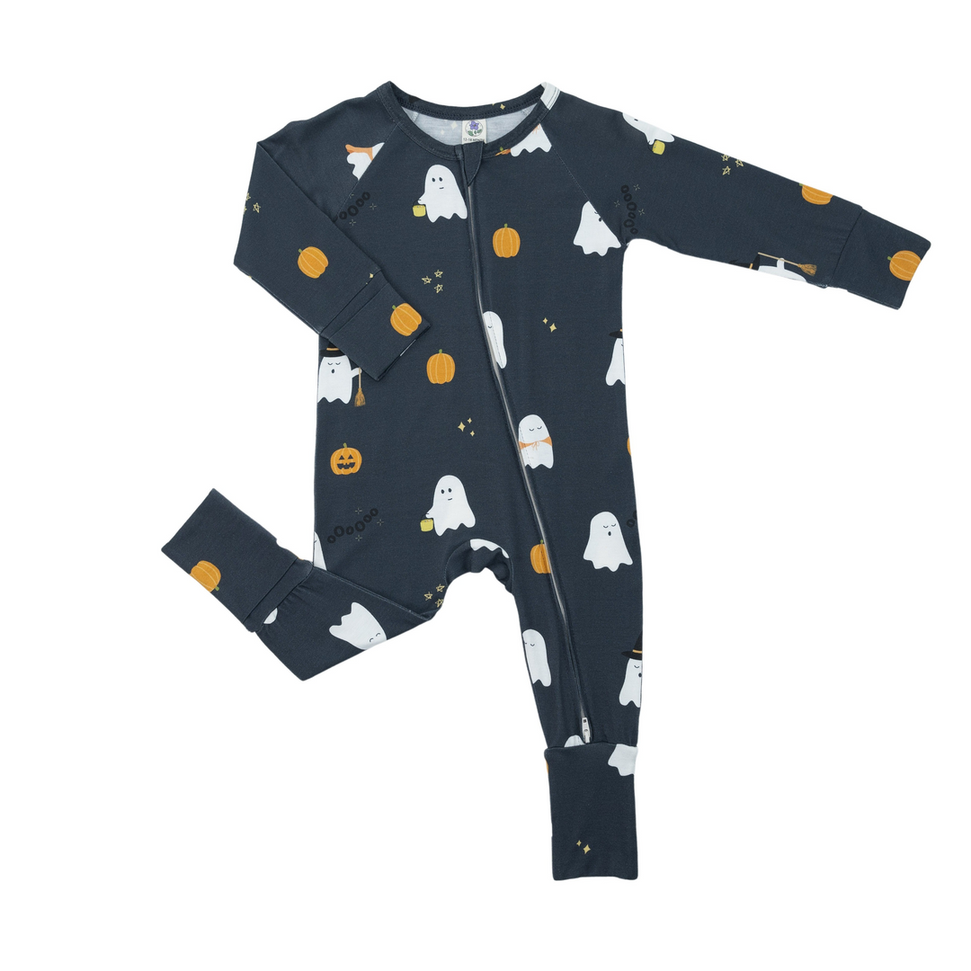 Convertible Footed Romper in Boo
