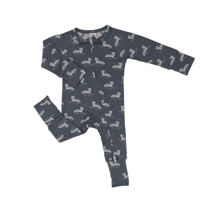 Convertible Footed Romper in Gray Cat