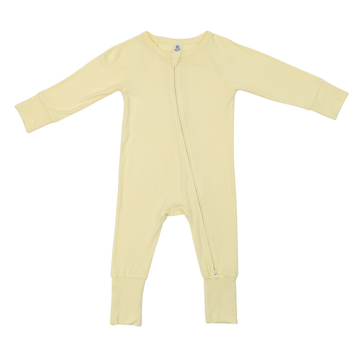 Convertible Footed Romper in Mellow Yellow