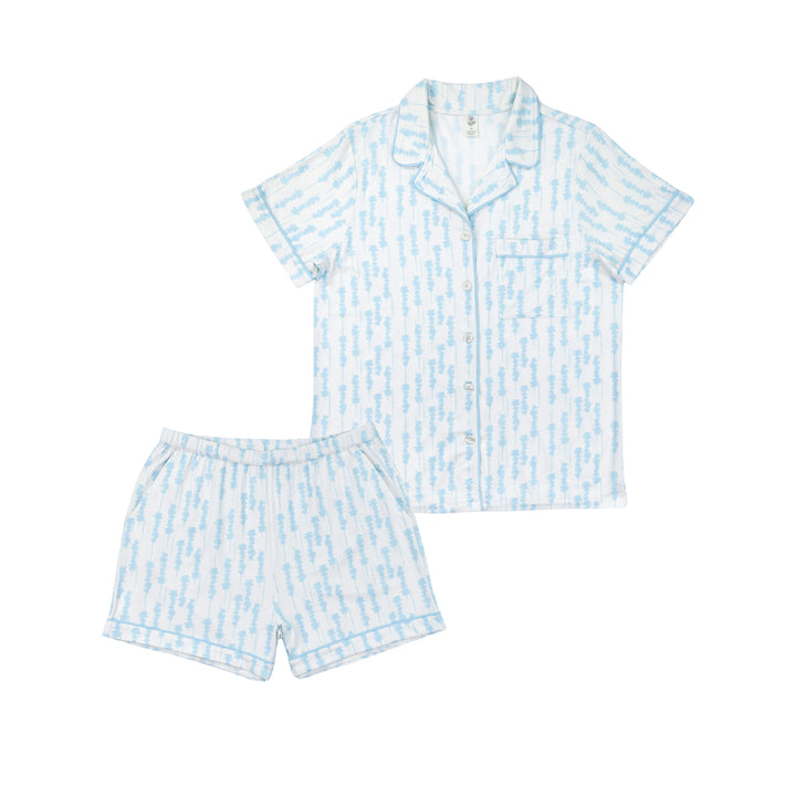 Women's Short Pajama Set in Blue Shibori