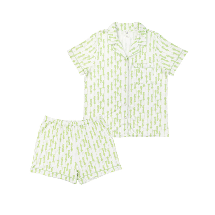 Women's Short Pajama Set in Green Shibori