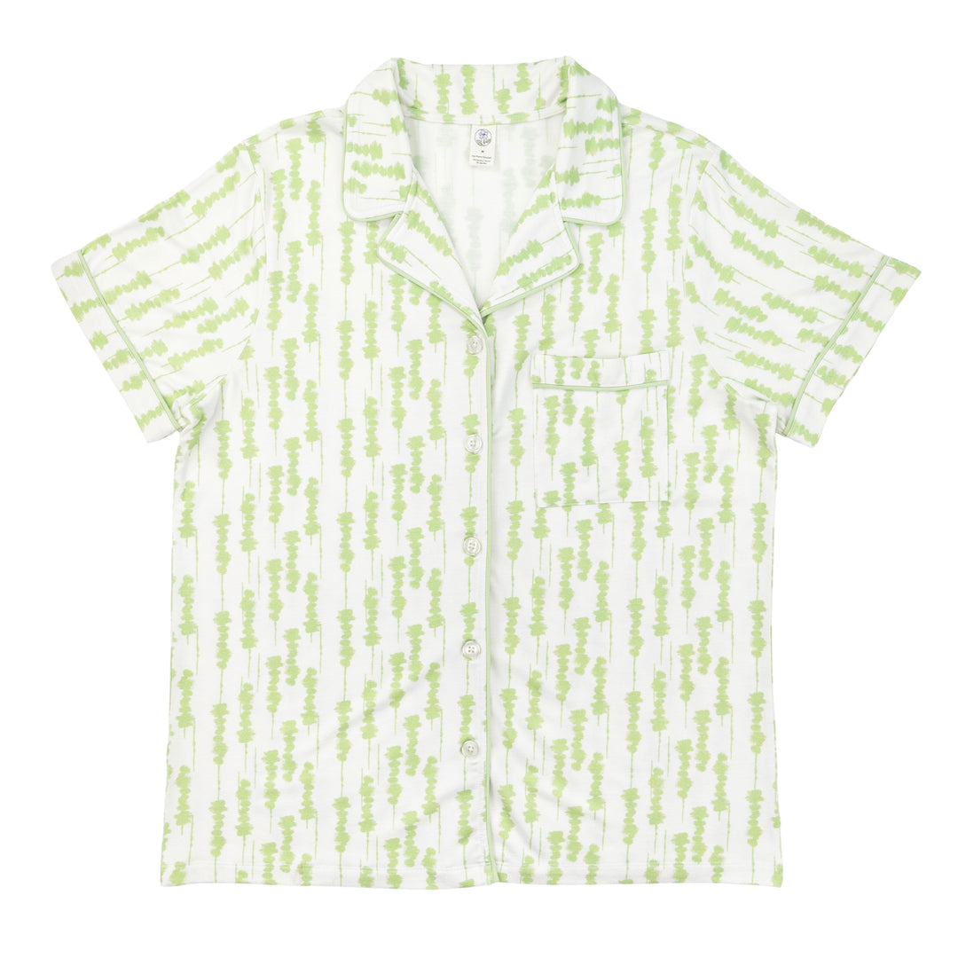 Women's Short Pajama Set in Green Shibori